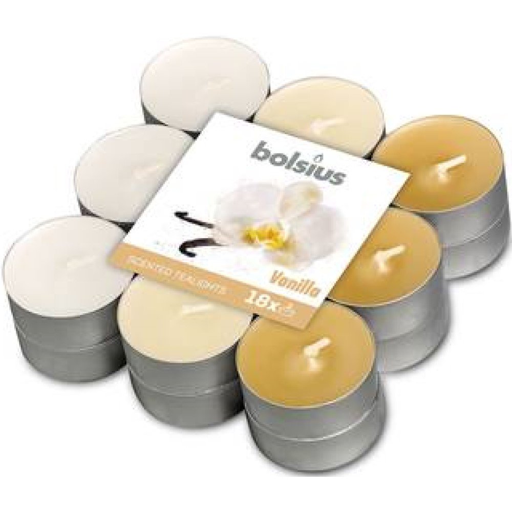 Bolsius Duft-Teelichte mehrfarbig 18er P. 75 Vanille