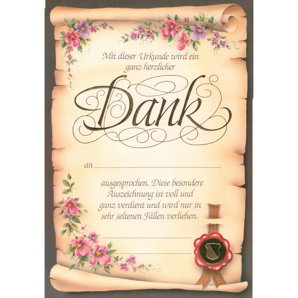 Horn Urkunde "Dank" 30x21 cm 41-1219