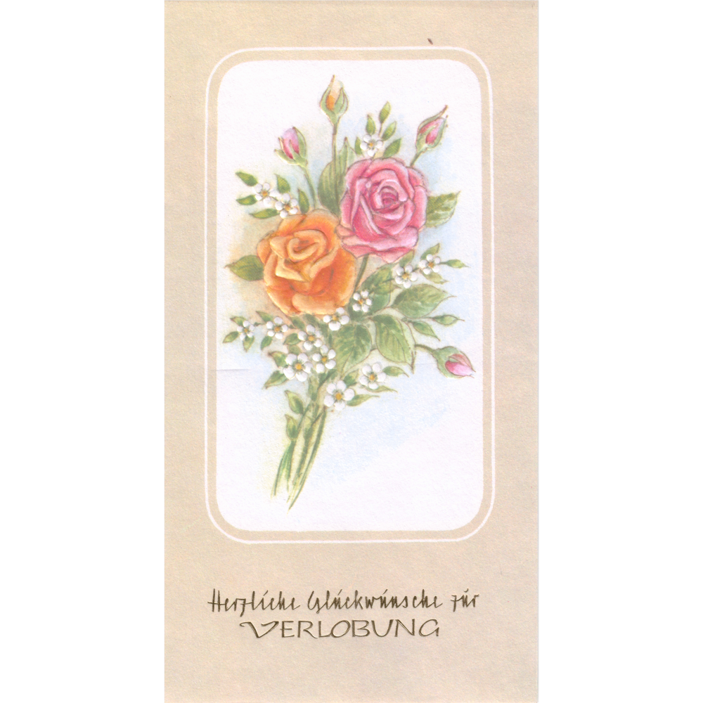 Verlobungskarten 17,5x9,5 cm "Rosen"
